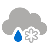 Bedeckt mit abwechselnd Regen und Schnee